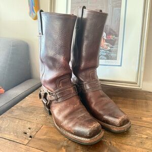 Vintage Frye Harness Square Toe Western Moto Boots